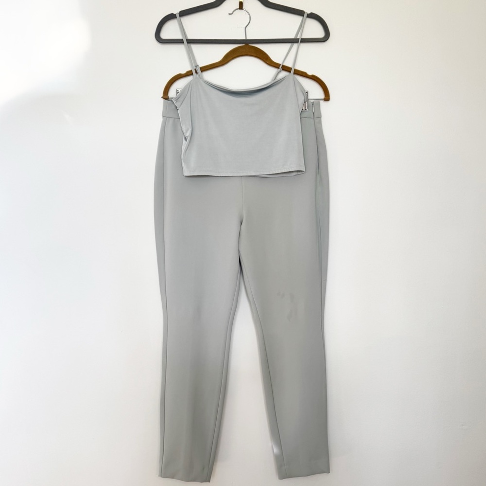 Express Crop Top & Trouser Ankle Pant - Matching Set - Pastel Green - M